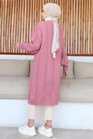 Tesettür giyim PEMBE UZUN TRİKO HIRKA T 0763