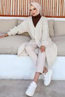 Tesettür giyim BEJ UZUN TRİKO HIRKA T 0763