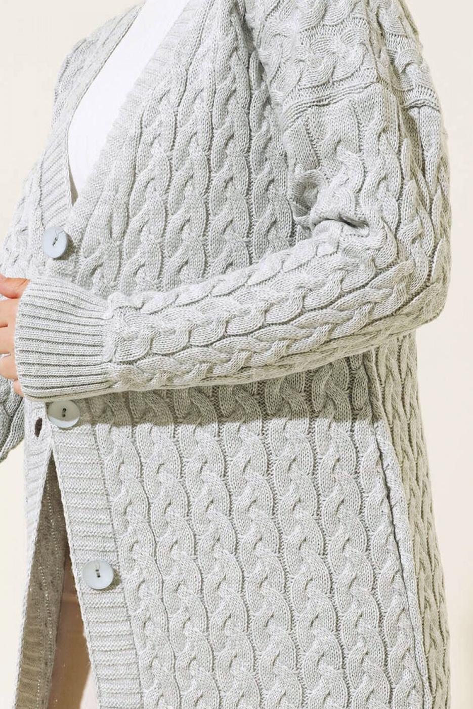 Tesettür giyim GRİ TRİKO HIRKA T 0773