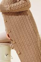 Tesettür giyim KAHVE TRİKO HIRKA T 0773