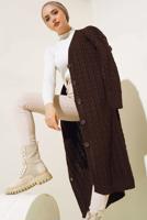 Tesettür giyim KAHVE TRİKO HIRKA T 0773