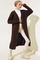 Tesettür giyim KAHVE TRİKO HIRKA T 0773