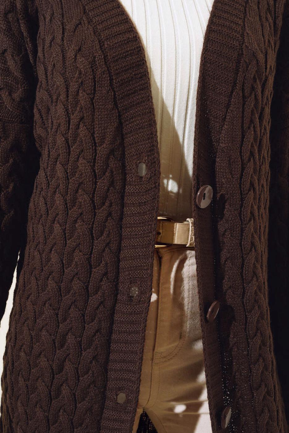 Tesettür giyim KAHVE TRİKO HIRKA T 0773