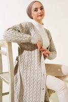 Tesettür giyim BEJ TRİKO HIRKA T 0773