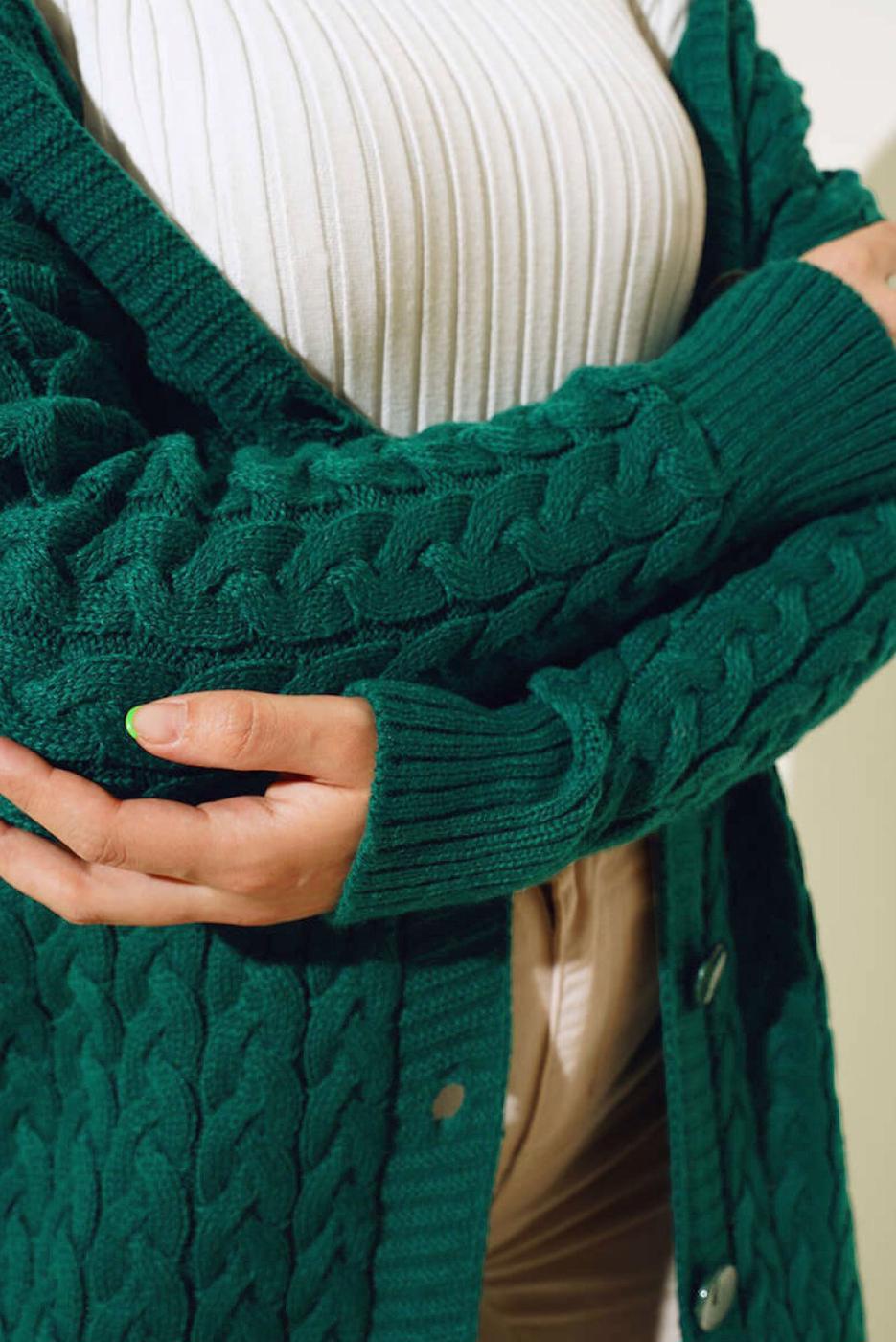 Tesettür giyim YEŞİL TRİKO HIRKA T 0773