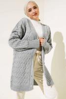 Tesettür giyim GRİ TRİKO HIRKA T 0963