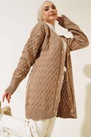 Tesettür giyim KAHVE TRİKO HIRKA T 0963