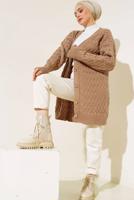 Tesettür giyim KAHVE TRİKO HIRKA T 0963