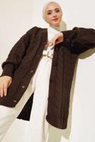 Tesettür giyim KAHVE TRİKO HIRKA T 0963