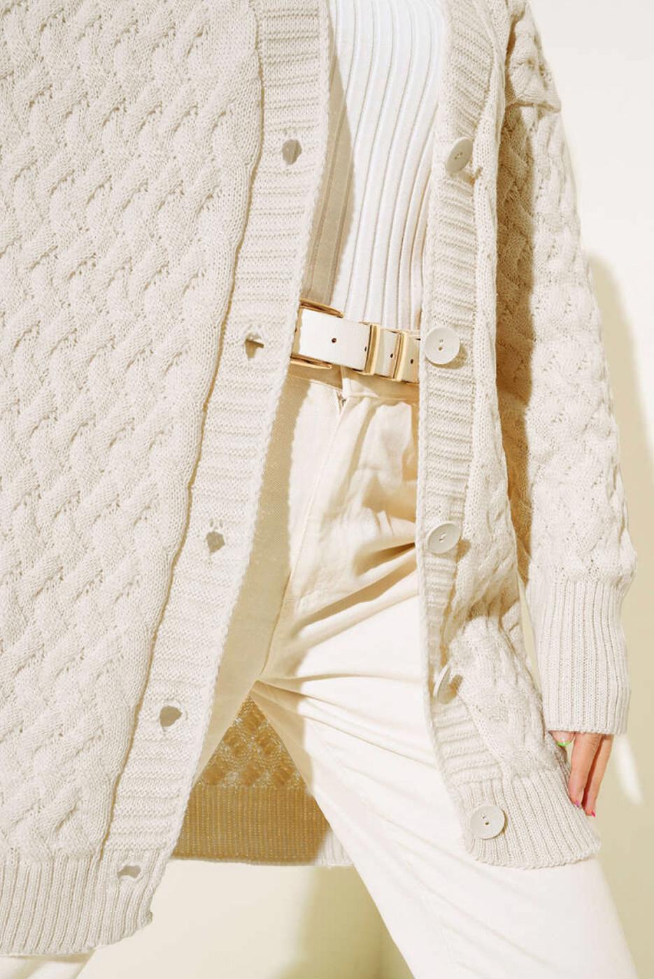 Tesettür giyim BEJ TRİKO HIRKA T 0963