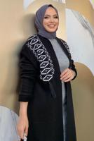 Tesettür giyim SİYAH DESENLİ TRİKO HIRKA T 10332