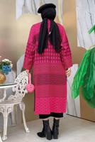Tesettür giyim FUŞYA DESENLİ TRİKO HIRKA T 1236