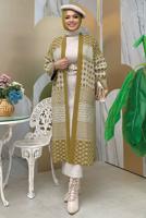 Tesettür giyim TABA DESENLİ TRİKO HIRKA T 1236