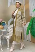 Tesettür giyim TABA DESENLİ TRİKO HIRKA T 1236