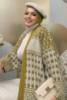 Tesettür giyim TABA DESENLİ TRİKO HIRKA T 1236