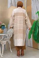 Tesettür giyim BEJ DESENLİ TRİKO HIRKA T 1236