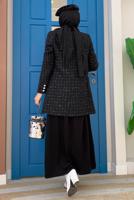 Tesettür giyim SİYAH KARE DESENLİ CEKET T 2177