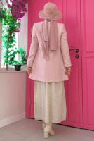 Tesettür giyim PUDRA KARE DESENLİ CEKET T 2177