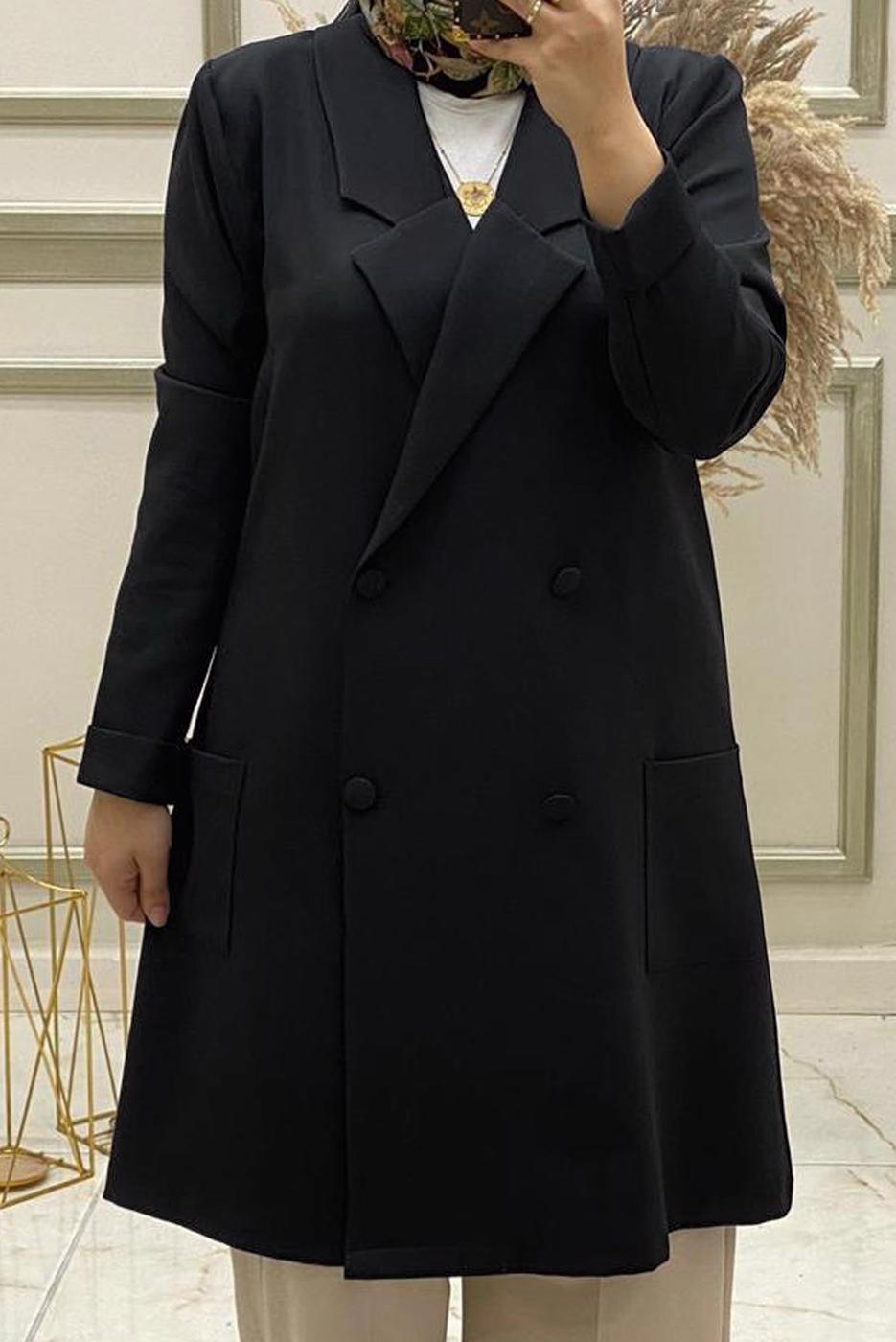 Vêtements hijab NOIR VESTE À DOUBLE BOUTONNAGE T 31311