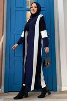 Hijab clothing NAVY BLUE STRIPED KNITWEAR JACKET T 31332