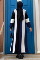 Hijab clothing NAVY BLUE STRIPED KNITWEAR JACKET T 31332