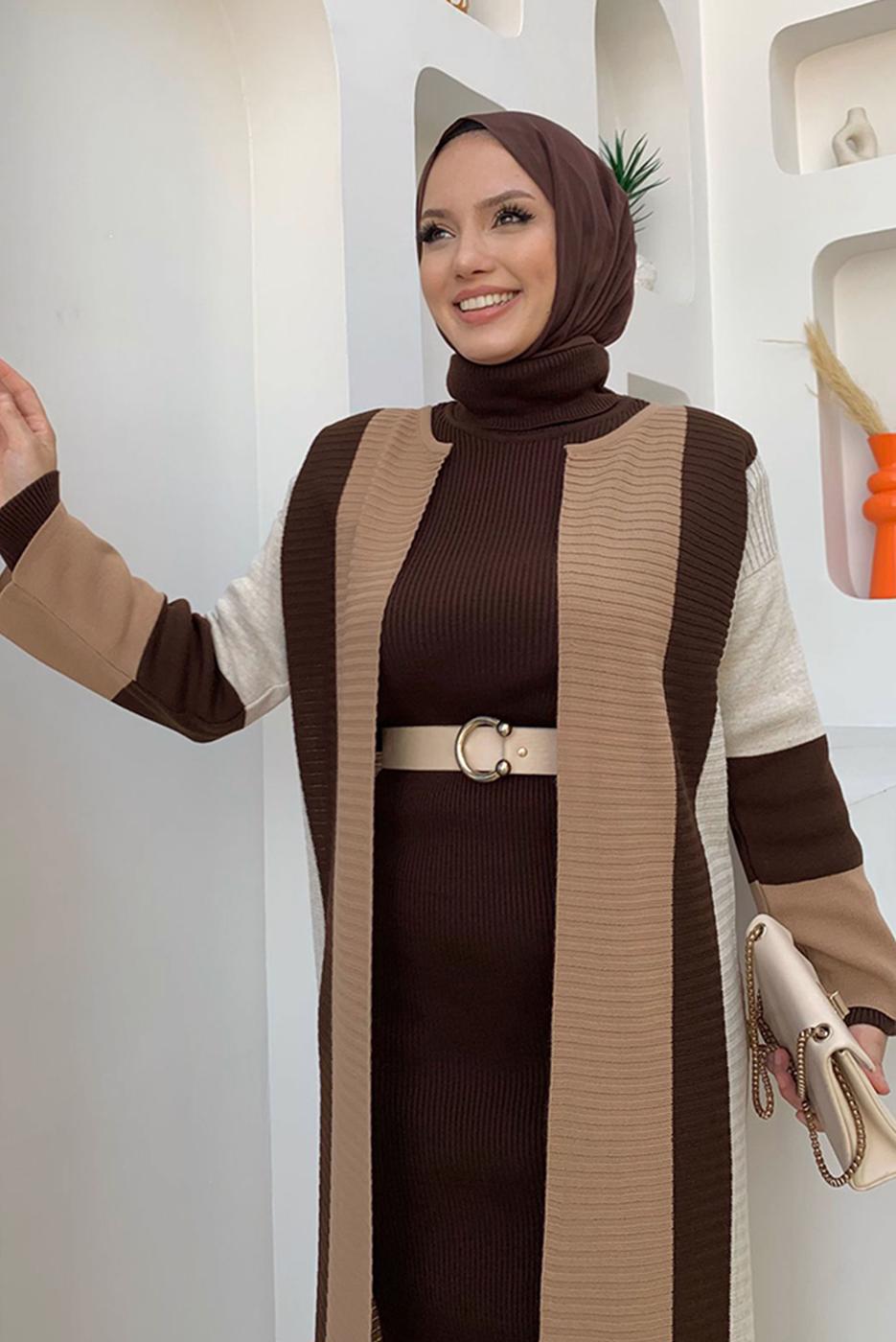 Vêtements hijab TABA VESTE EN TRICOT À RAYURES T 31332
