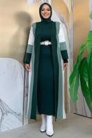 Hijab clothing GREEN STRIPED KNITWEAR JACKET T 31332