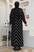 Tesettür giyim SİYAH ÇİZGİLİ TRİKO HIRKA T 3316