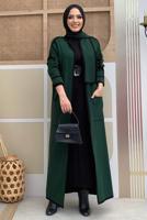 Tesettür giyim YEŞİL KUŞAKLI TRİKO HIRKA T 34112