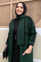 Tesettür giyim YEŞİL KUŞAKLI TRİKO HIRKA T 34112