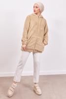 Vêtements hijab BEIGE VESTE PELUCHE À CAPUCHE T 3453