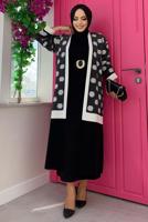 Hijab clothing BLACK POLKA DOTTED KNITWEAR JACKET T 4216