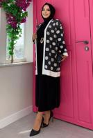 Hijab clothing BLACK POLKA DOTTED KNITWEAR JACKET T 4216
