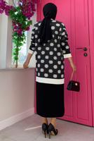 Hijab clothing BLACK POLKA DOTTED KNITWEAR JACKET T 4216