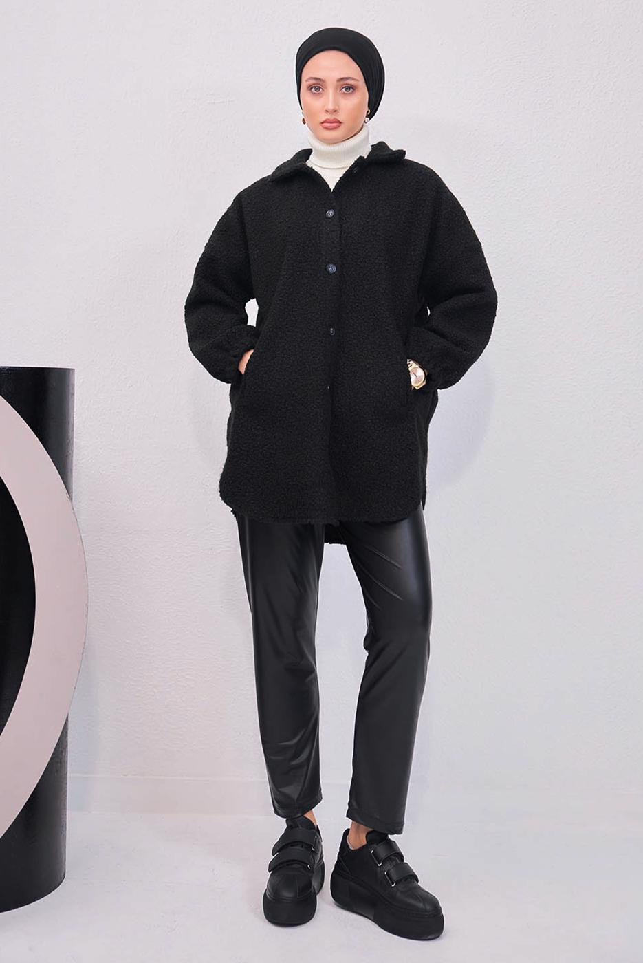 Hijab clothing BLACK JACKET WITH SHIRT COLLAR T 4253