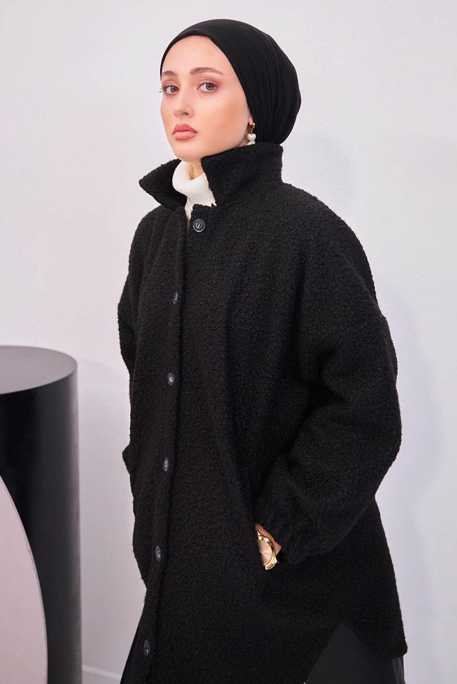 Hijab clothing BLACK JACKET WITH SHIRT COLLAR T 4253