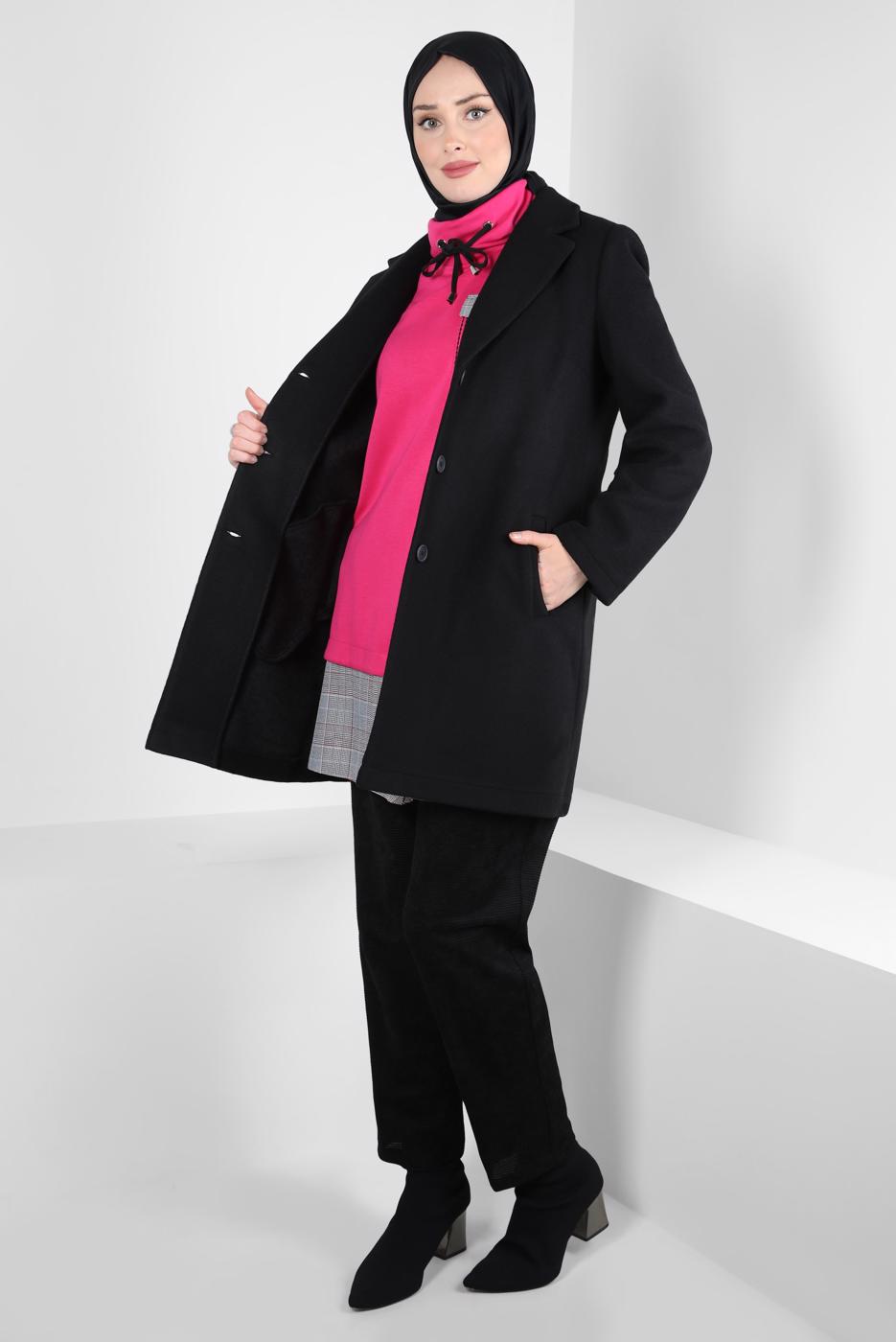 Hijab clothing BLACK ALVINA POCKET DETAILED JACKET T 44276