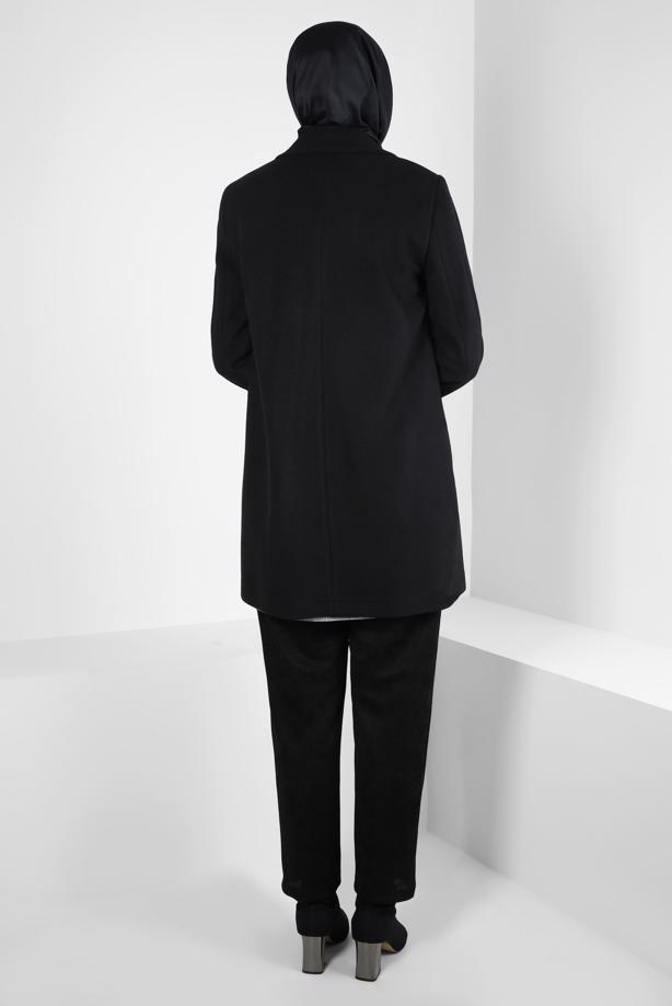 Hijab clothing BLACK ALVINA POCKET DETAILED JACKET T 44276 - TRENDTESETTÜR
