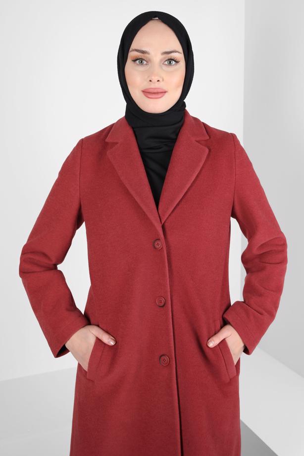 Hijab clothing BROWN ALVINA POCKET DETAILED JACKET T 44276 - TRENDTESETTÜR