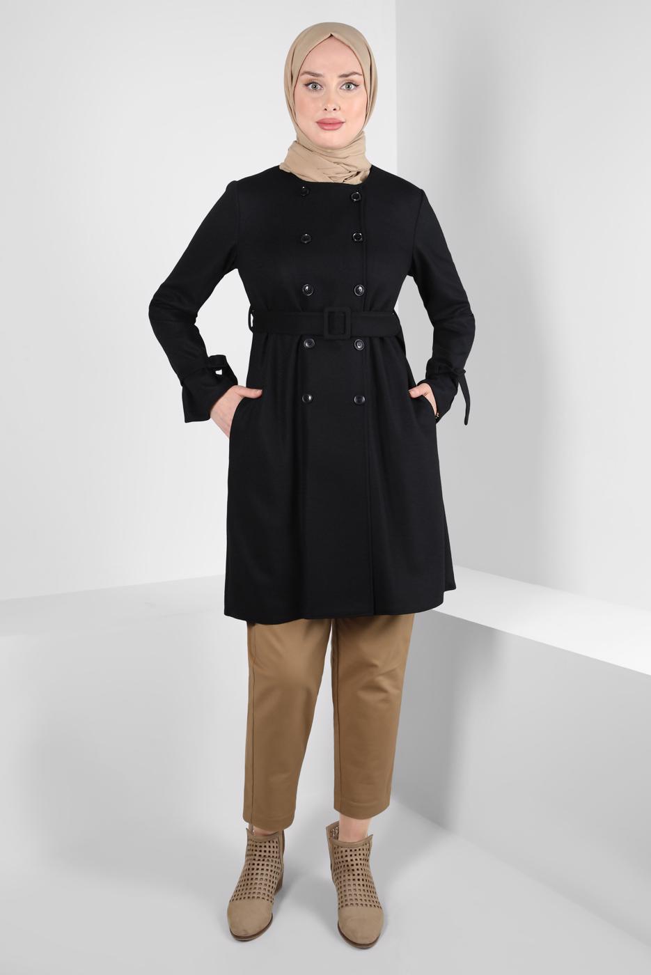 Hijab clothing BLACK ALVINA BELTED JACKET T 44278