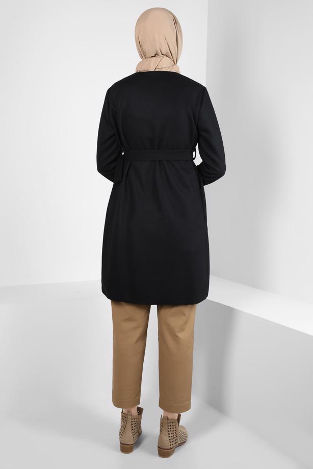 Hijab clothing BLACK ALVINA BELTED JACKET T 44278 - TRENDTESETTÜR