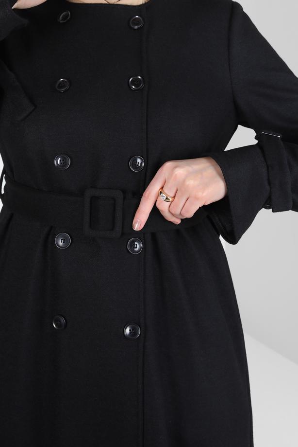 Hijab clothing BLACK ALVINA BELTED JACKET T 44278 - TRENDTESETTÜR