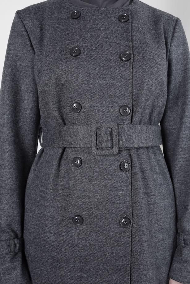 Hijab clothing GREY ALVINA BELTED JACKET T 44278 - TRENDTESETTÜR