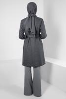 Tesettür giyim GRİ ALVİNA KEMERLİ CEKET T 44278