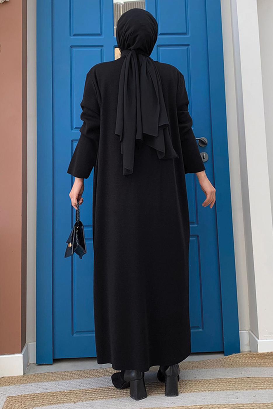 Hijab clothing BLACK SEQUINED KNITWEAR CARDIGAN T 51332