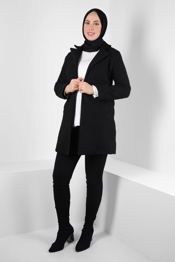Hijab clothing  COAT WITH POCKET DETAIL T 5327 - TRENDTESETTÜR