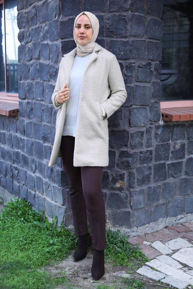Hijab clothing  COAT WITH POCKET DETAIL T 5327 - TRENDTESETTÜR