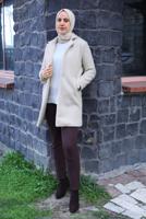 Hijab clothing ECRU COAT WITH POCKET DETAIL T 5327