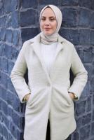 Hijab clothing ECRU COAT WITH POCKET DETAIL T 5327