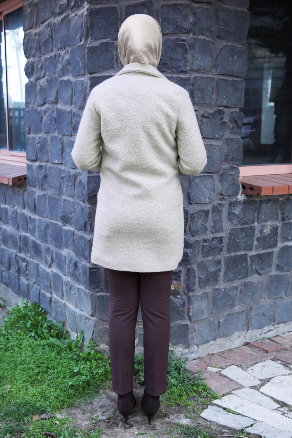 Hijab clothing ECRU COAT WITH POCKET DETAIL T 5327